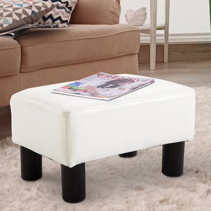 Chesterfield Footstool in synthetic leather, White, 40x30x24 cm