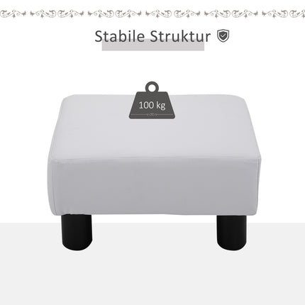 Chesterfield Footstool in synthetic leather, White, 40x30x24 cm