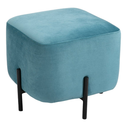 Turquoise polyester footstool with foam padding, 44.5 cm