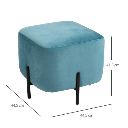 Turquoise polyester footstool with foam padding, 44.5 cm