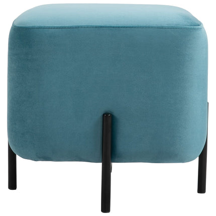 Turquoise polyester footstool with foam padding, 44.5 cm