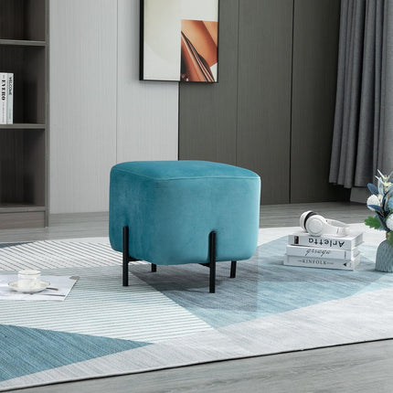 Turquoise polyester footstool with foam padding, 44.5 cm