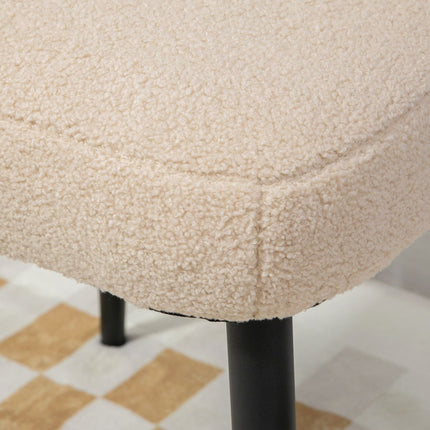 Square beige footstool, cashmere look, steel legs, 42x42x47 cm