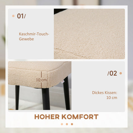 Square beige footstool, cashmere look, steel legs, 42x42x47 cm