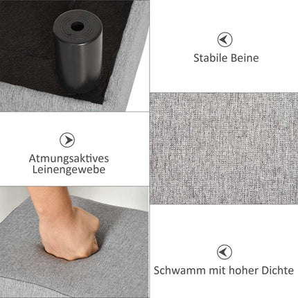 Rectangular linen footstool - upholstered, 150 kg capacity