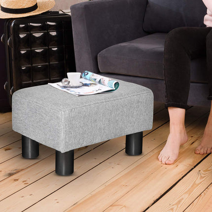 Rectangular linen footstool - upholstered, 150 kg capacity