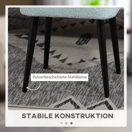 Square Cashmere Look Footstool with steel legs, light blue