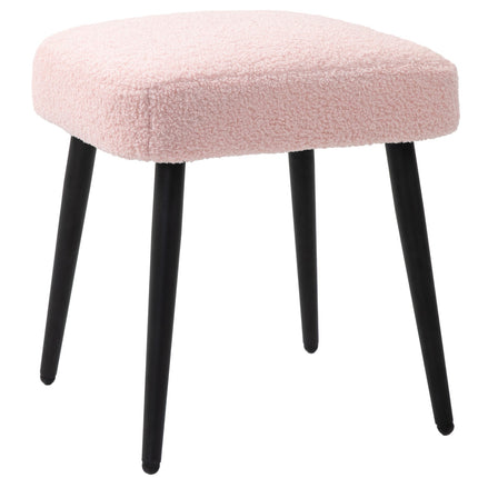 Pink square footstool - steel legs, cashmere look