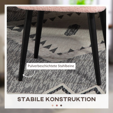 Pink square footstool - steel legs, cashmere look