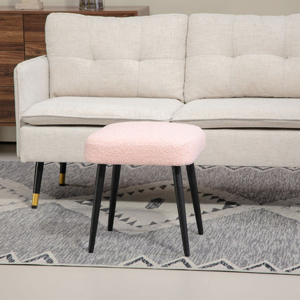 Pink square footstool - steel legs, cashmere look