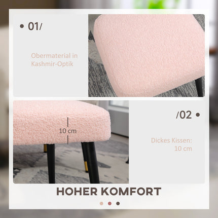 Pink square footstool - steel legs, cashmere look