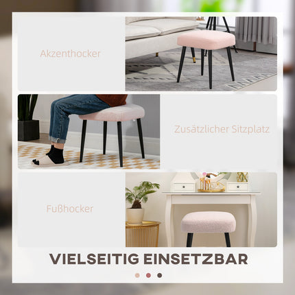 Pink square footstool - steel legs, cashmere look