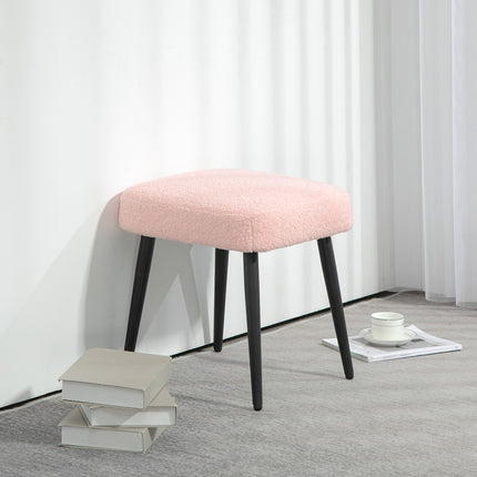 Pink square footstool - steel legs, cashmere look