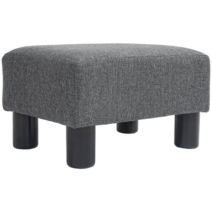 Footstool with Linen-Like Fabric, Foam Padding, Dark Grey