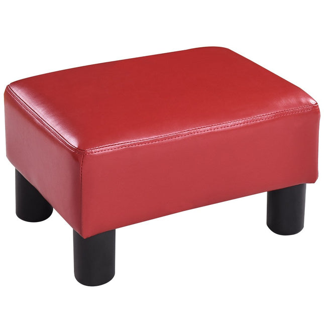 Voetenbank kruk voetenbank voetenbank voetenbank voetenbank gestoffeerde kruk PU 40 x 30 x 24cm-rood