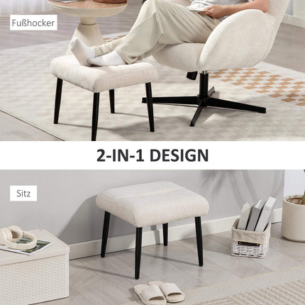 Footstool with Chenille Cushion, Steel Legs, 45x41x38 cm