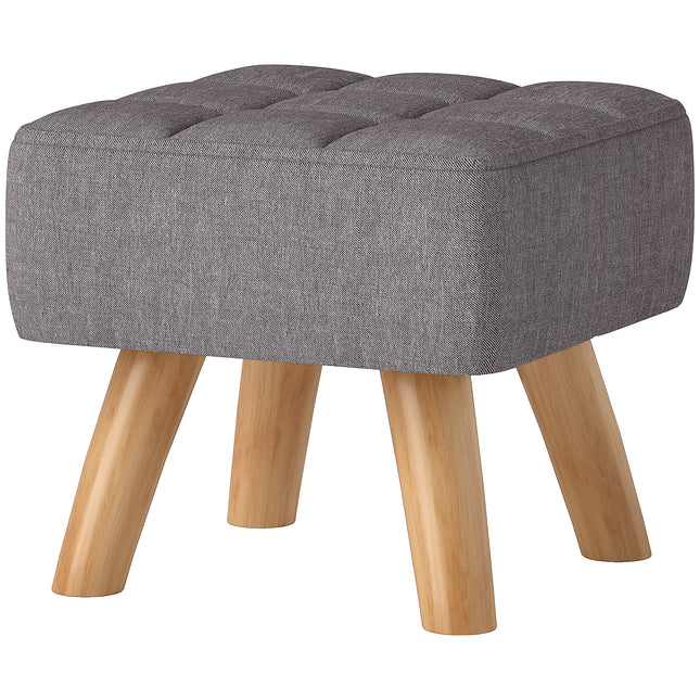 Voetenbank met bekleding, linnenlook, houten poten, draagvermogen tot 110 kg, grijs