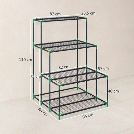 Four-Tier Plant Stand, Dark Green Steel, 10kg Per Shelf