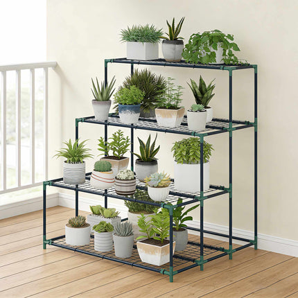 Four-Tier Plant Stand, Dark Green Steel, 10kg Per Shelf
