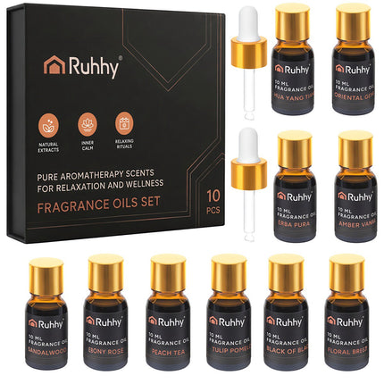 Fragrance Oil Set for Diffusers, 10 x 10ml with Droppers