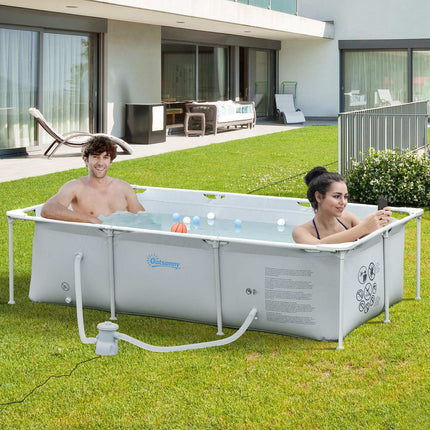 Rectangular steel frame pool with hose and valve, 252x152x65cm