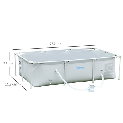 Rectangular steel frame pool with hose and valve, 252x152x65cm