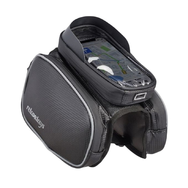 Frame bag for bicycle with compartment for mobile phone