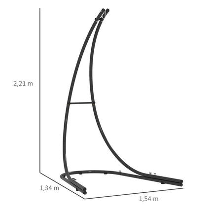 Frame voor hangstoel in C-vorm metalen standaard met onderstel voor hangstoel hangstoel, hangend schommelhangmatframe tot 150kg, hangstoelframe voor binnen buitenbalkon, terras zwart Aosom