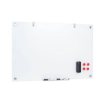 Frameless Magnetic Glass Board 36 x 24 Inch with Marker Tray, Ultra White