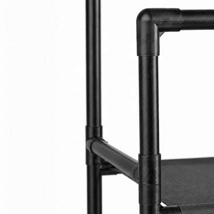 Free-Standing Black Clothes Rack with 2 Shelves