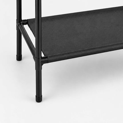 Free-Standing Black Clothes Rack with 2 Shelves
