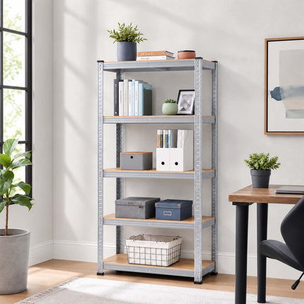 Free-Standing Heavy-Duty Rack with 5 Tiers, 875 kg Capacity, Silver
