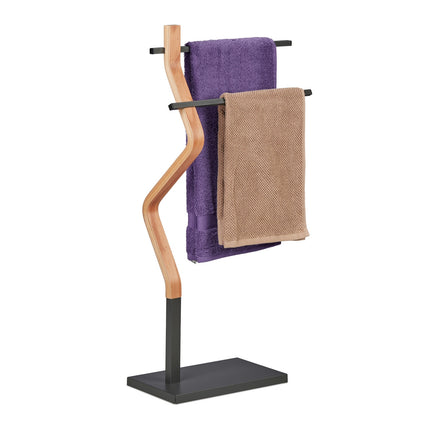 Free-Standing Towel Rack, Grey/Natural Finish