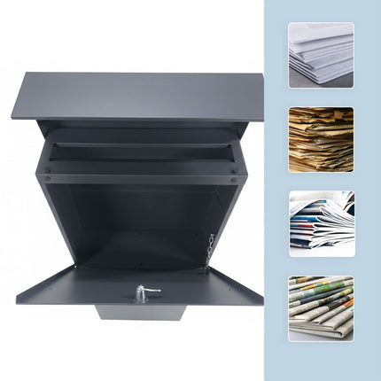 Freestanding Anthracite Steel Letterbox with Lock