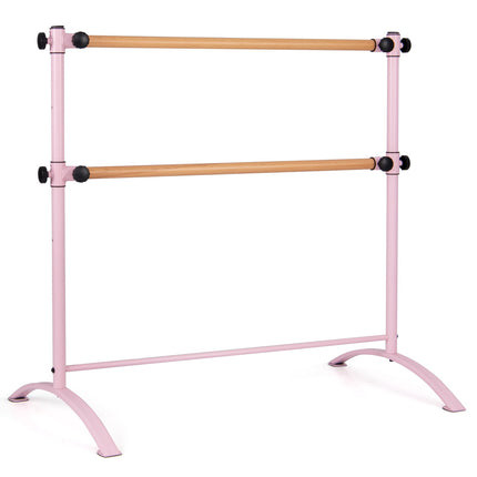 Freestanding Ballet Barre, Adjustable Height, Double Wood Bars