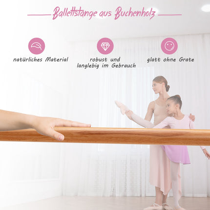 Freestanding Ballet Barre, Adjustable Height, Double Wood Bars