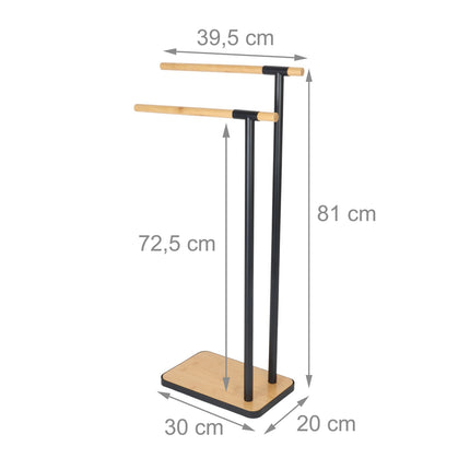 Freestanding Bamboo Metal Towel Rack – 2 Rods