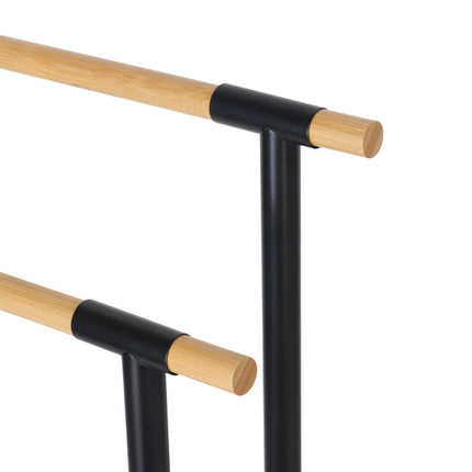 Freestanding Bamboo Metal Towel Rack – 2 Rods