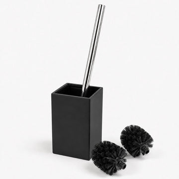 Freestanding Bamboo & Steel Toilet Brush Set with Holder