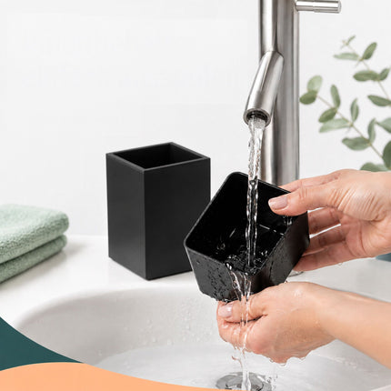 Freestanding Bamboo & Steel Toilet Brush Set with Holder