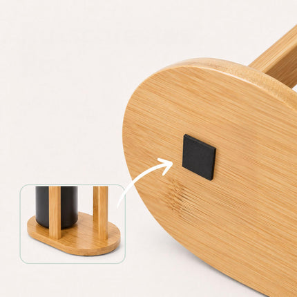 Freestanding Bamboo Toilet Roll Holder with Shelf