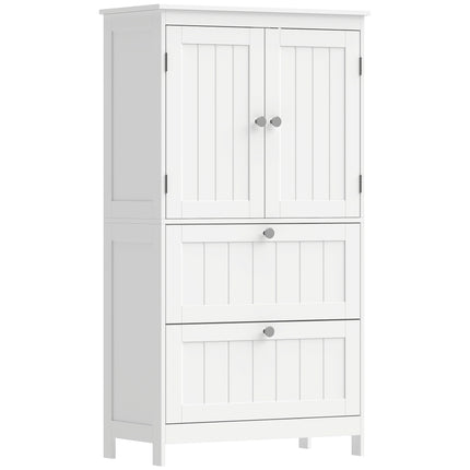 Freestanding Bathroom Cabinet, White, 2 Drawers, Adjustable Shelf