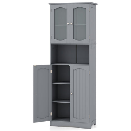 Freestanding Bathroom Cabinet with 4 Doors, Adjustable Shelves
