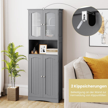 Freestanding Bathroom Cabinet with 4 Doors, Adjustable Shelves