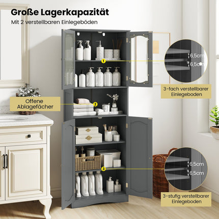 Freestanding Bathroom Cabinet with 4 Doors, Adjustable Shelves