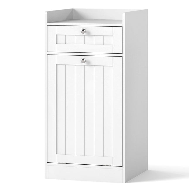 Freestanding Bathroom Laundry Cabinet with Tilt-Out Hamper