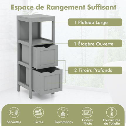 Freestanding Bathroom Storage Cabinet, 2 Removable Drawers