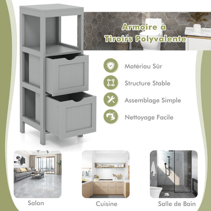 Freestanding Bathroom Storage Cabinet, 2 Removable Drawers