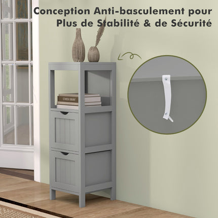 Freestanding Bathroom Storage Cabinet, 2 Removable Drawers