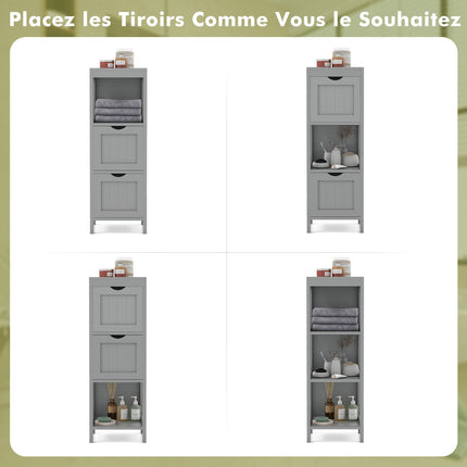 Freestanding Bathroom Storage Cabinet, 2 Removable Drawers